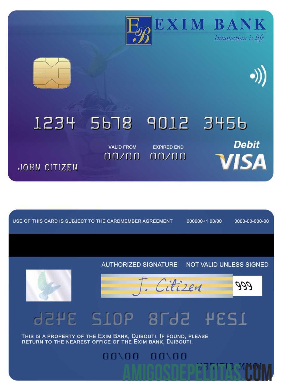 Cartão de débito Visa do Djibouti Exim Bank baixar para verificação